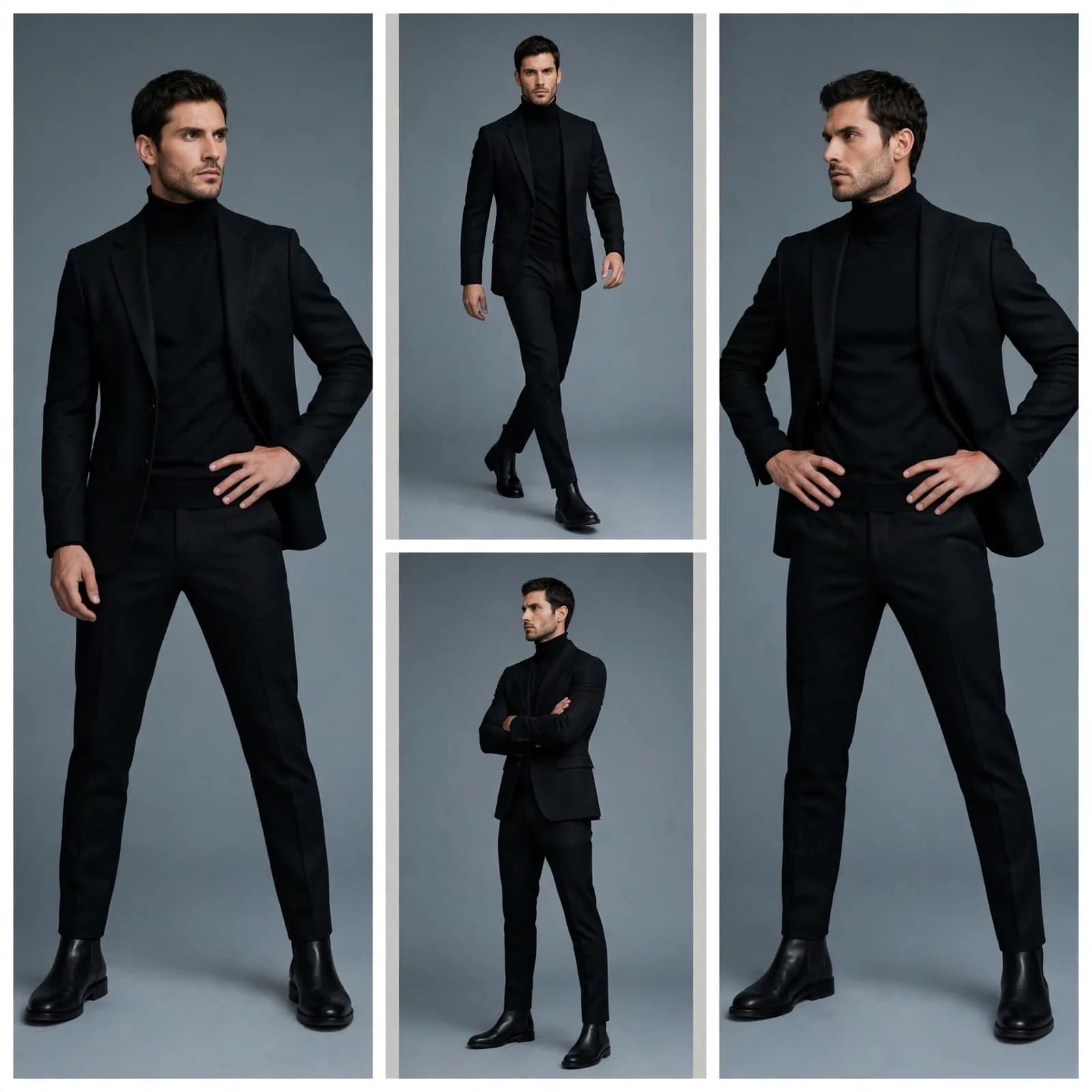 Three-Panel Fashion Editorial Prompt — Black Executive Series