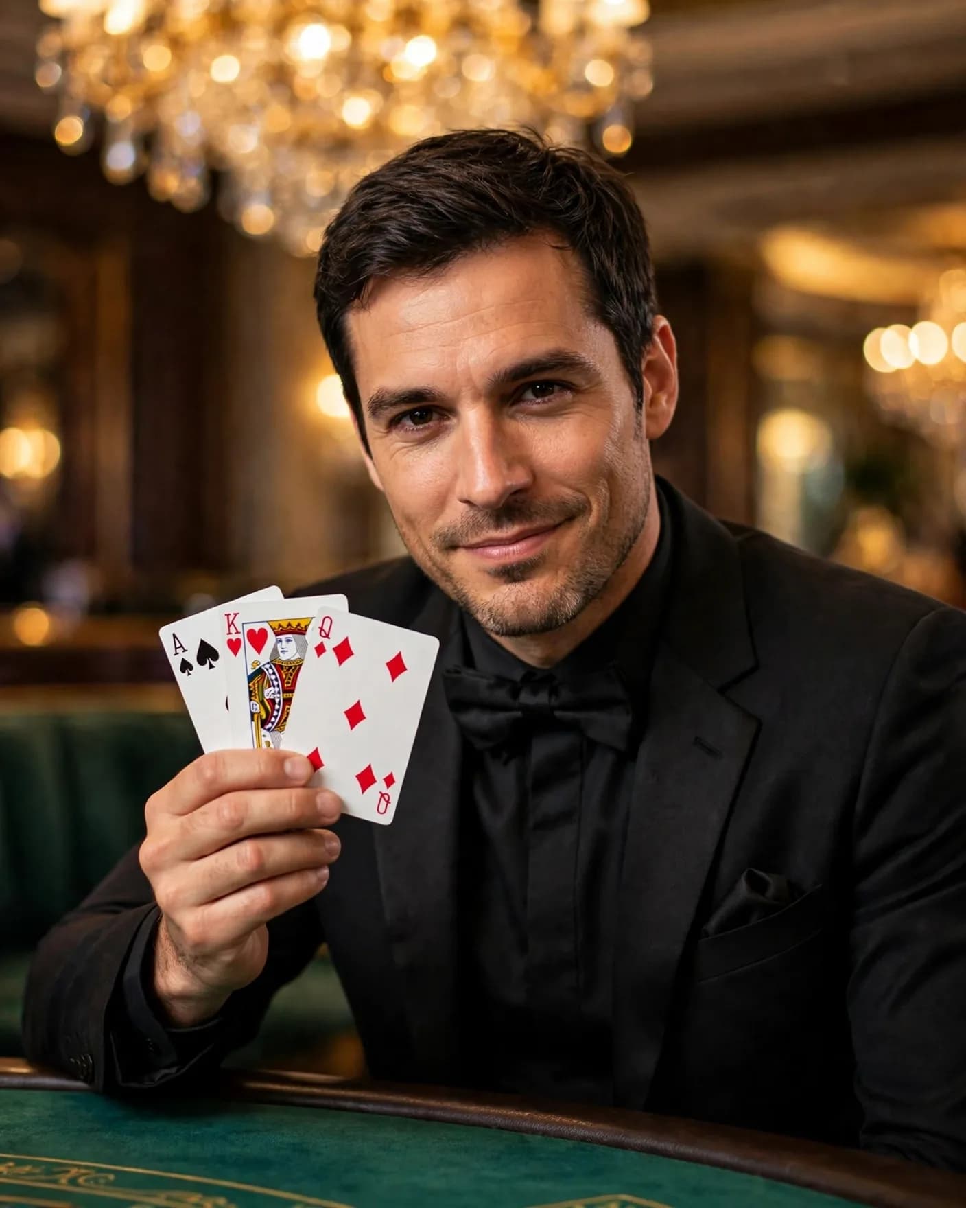 Casino High Roller Tuxedo Portrait Face Swap Editable AI Prompt