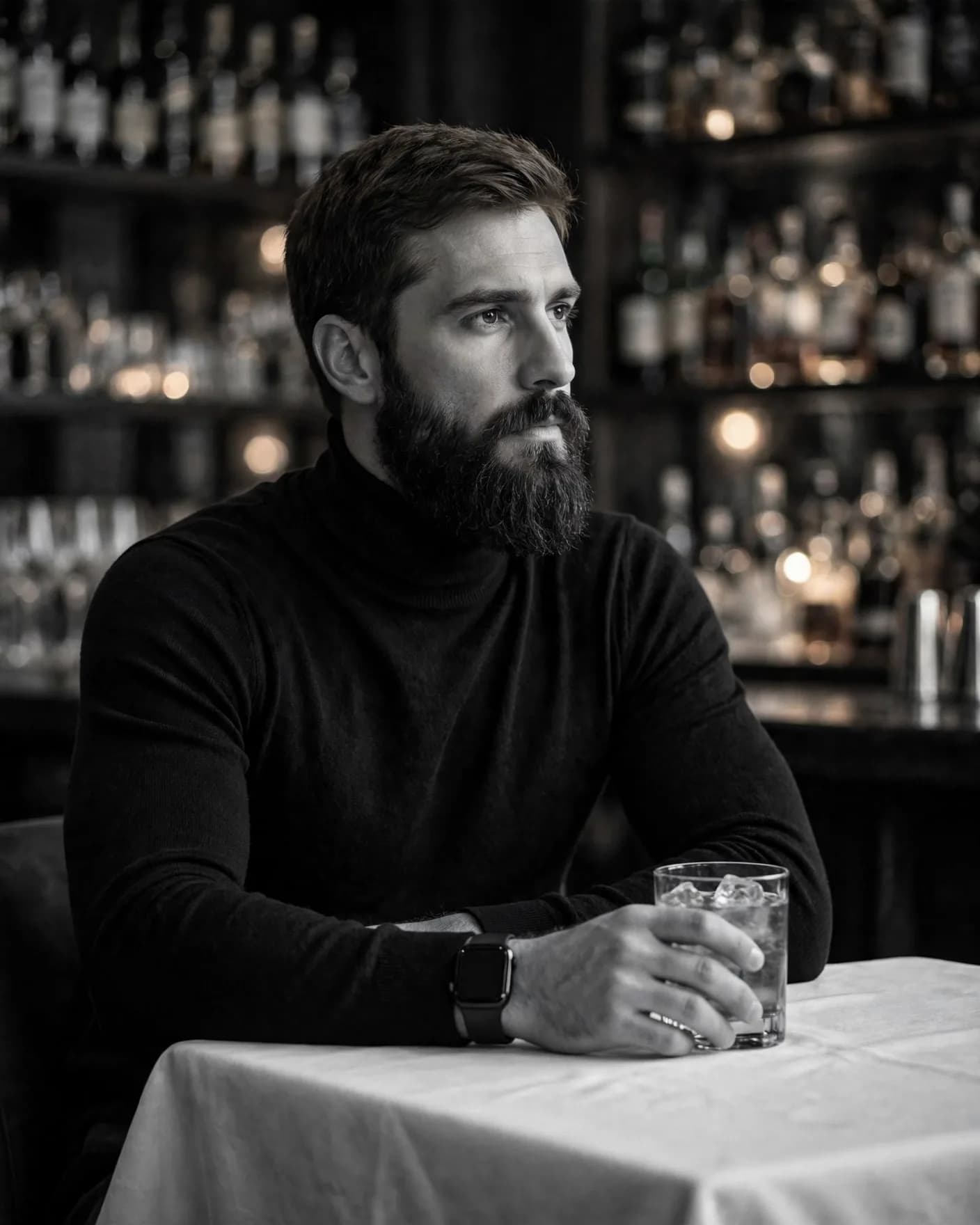 Black and White Luxury Bar Portrait Prompt