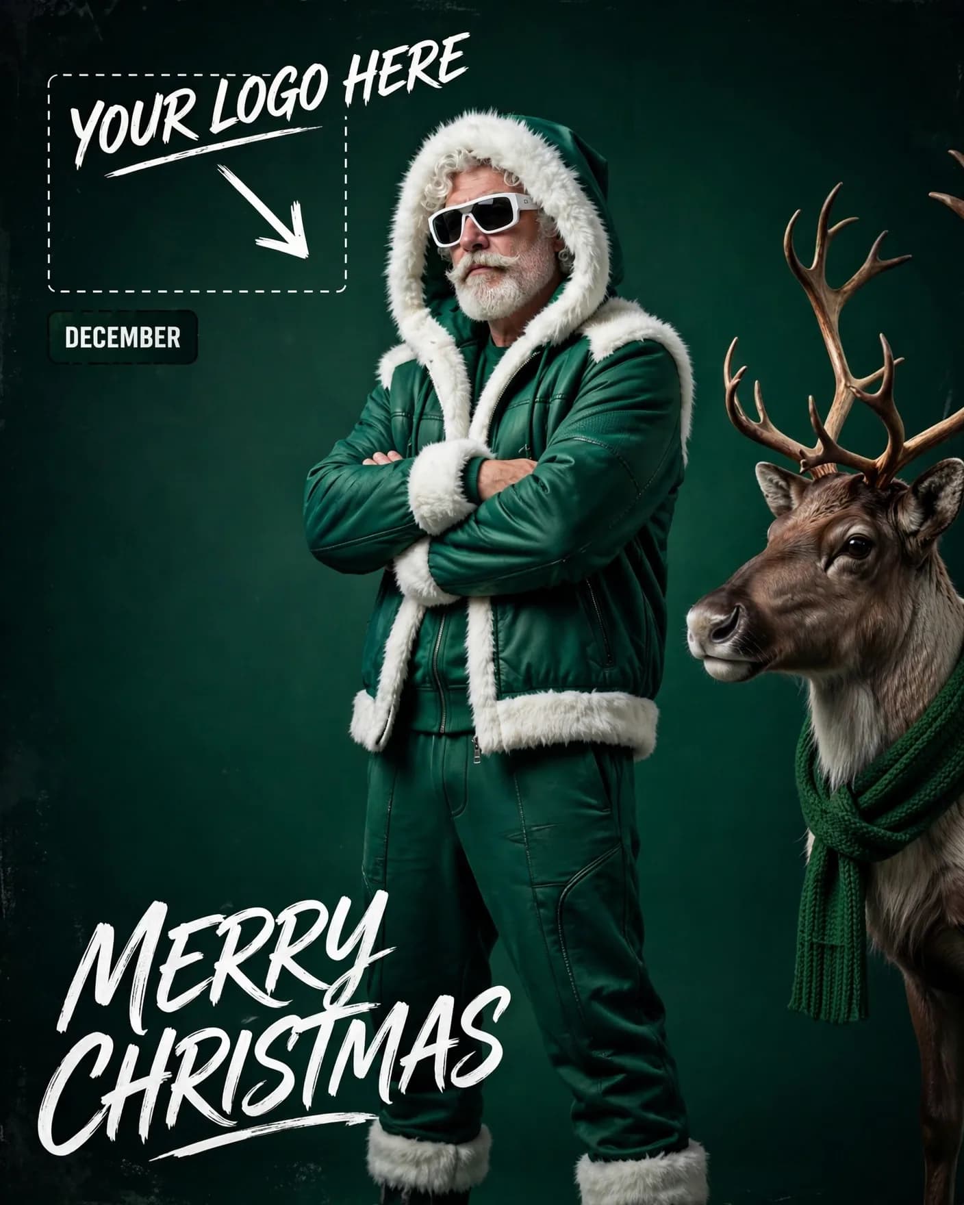 Streetwear Santa Christmas Hype Modern Holiday Poster Editable AI Prompt
