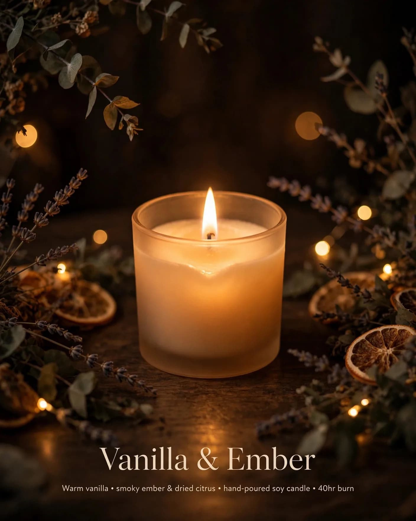 Scented Candle Ad Prompt — Cozy Hygge Brand Poster