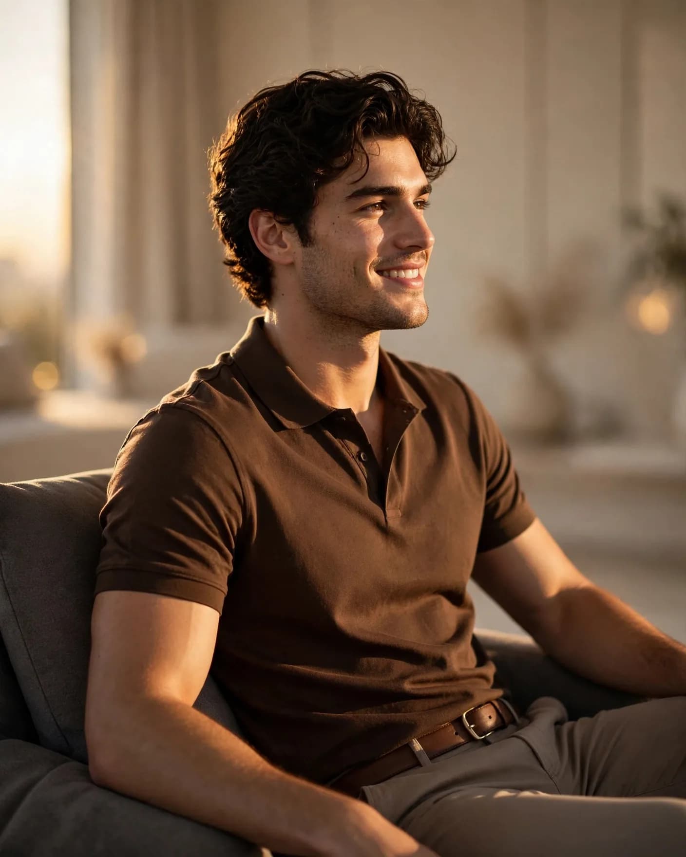 Golden-Hour Men's Lifestyle Editorial Portrait