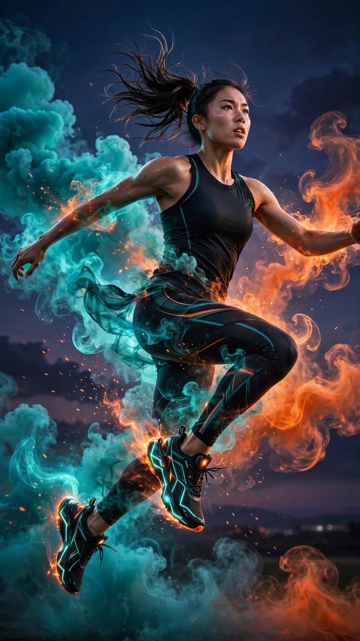 Surreal Energy Sneaker Ad Prompt — Athlete in Motion Burst