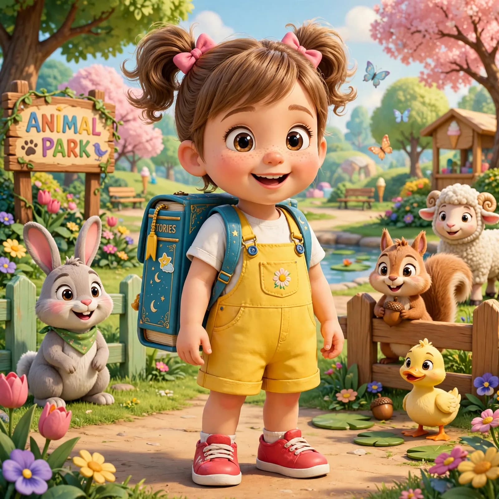 Sunny 3D Cartoon Girl Character Design Prompt