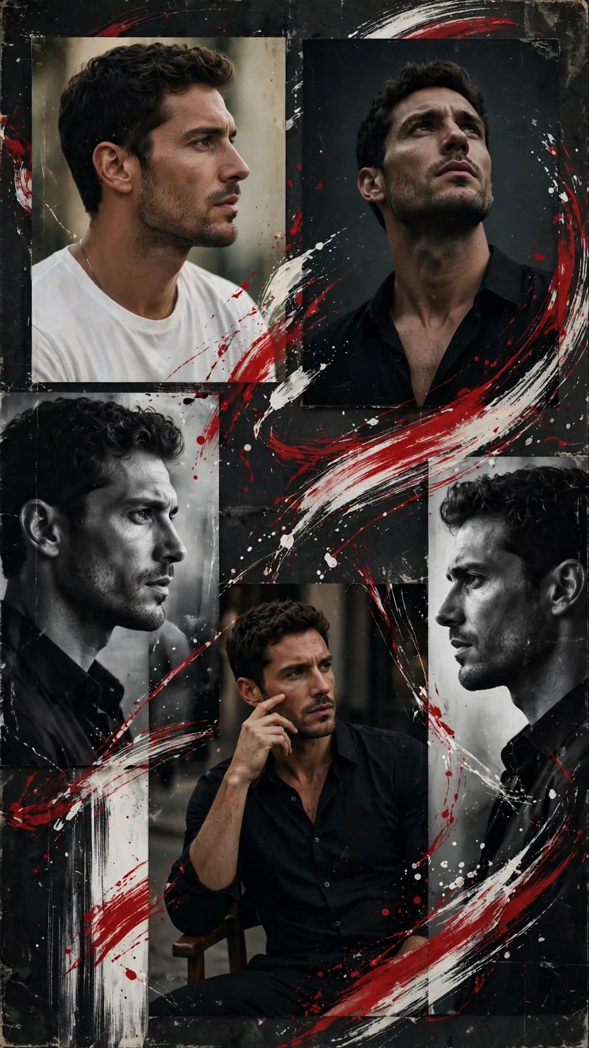 Aesthetic Five-Panel Photo Collage Portrait Template