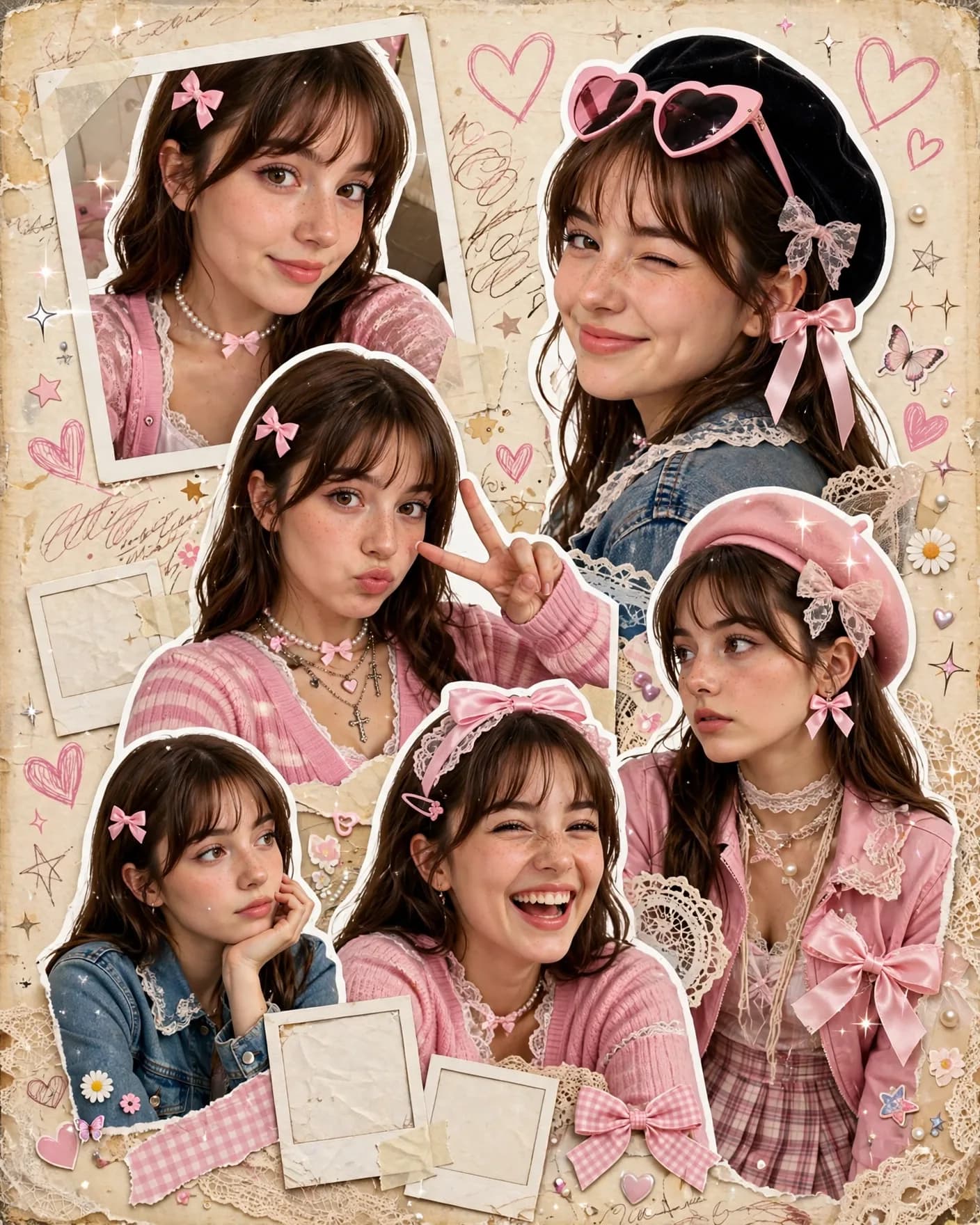 Y2K Scrapbook Collage Portrait Prompt — Coquette Fan-Edit (4:5)