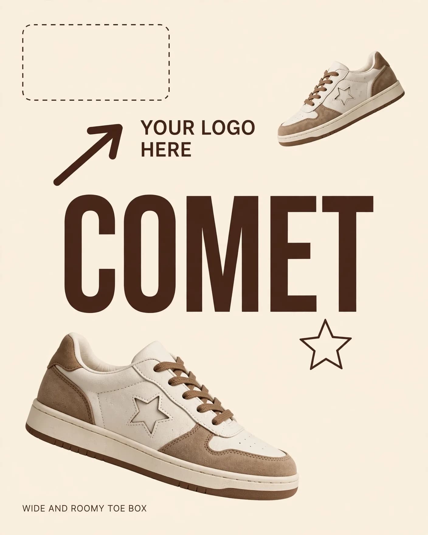 Comet Sneaker Minimal Type Product Ad Editable AI Prompt