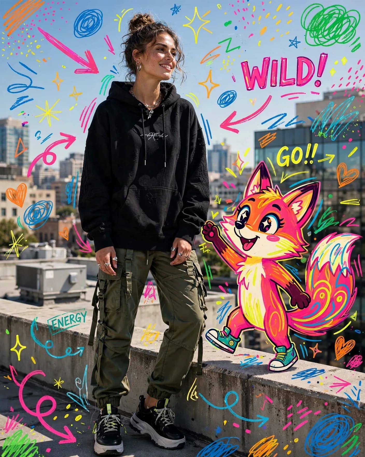 Photo-Cartoon Fusion Portrait Prompt — Doodle Companion (4:5)
