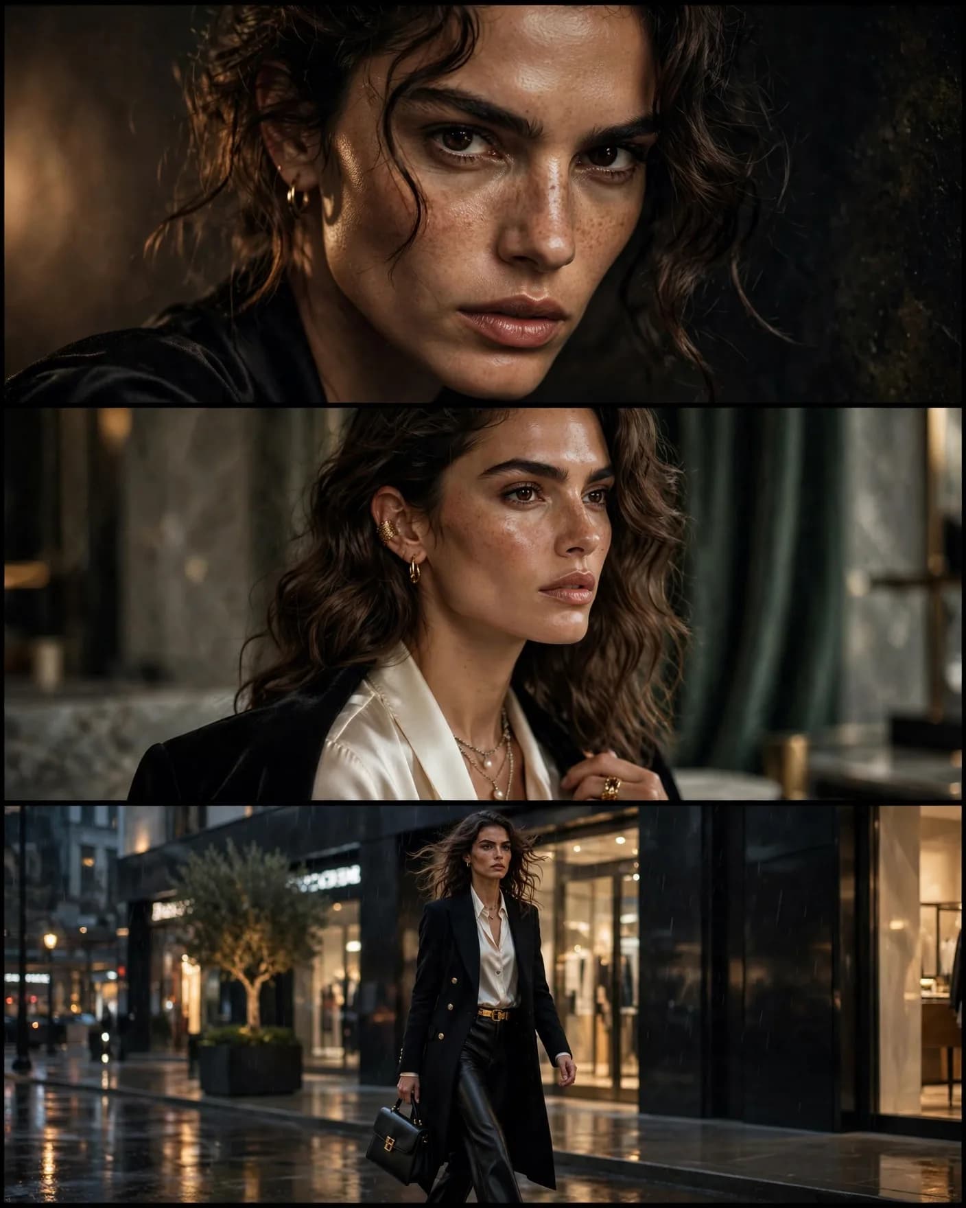 Fashion Triptych Editorial Prompt — Three-Frame Luxury Story (4:5)