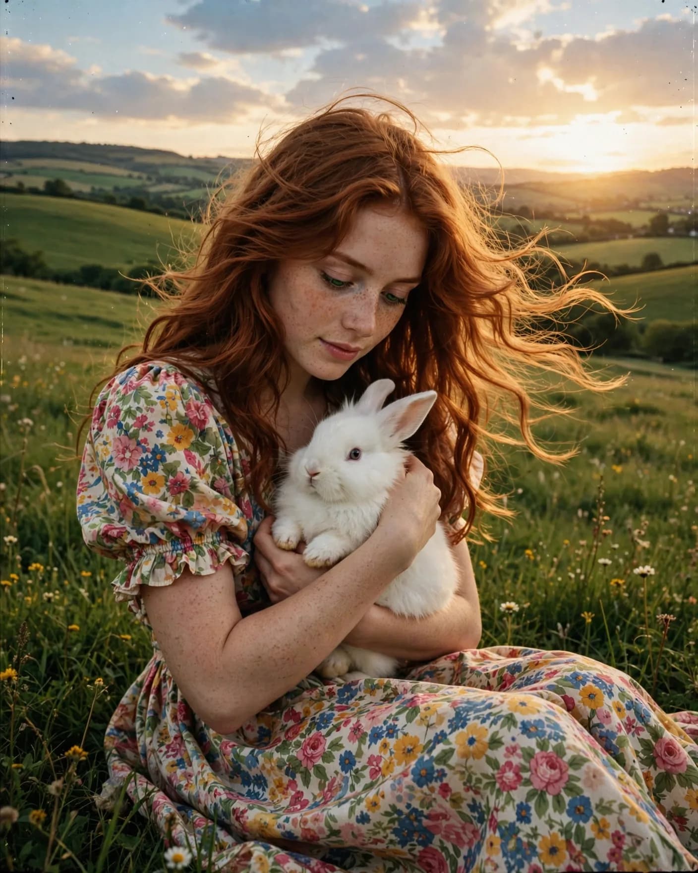 Countryside Meadow Golden Hour Portrait Prompt