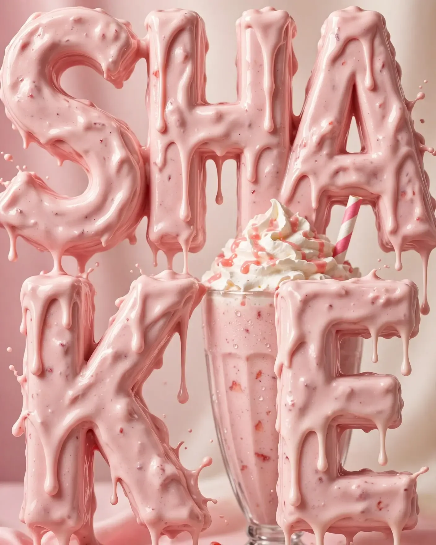 SHAKE Milkshake Campaign — Bold Typography Drink Key Visual | Editable AI Prompt