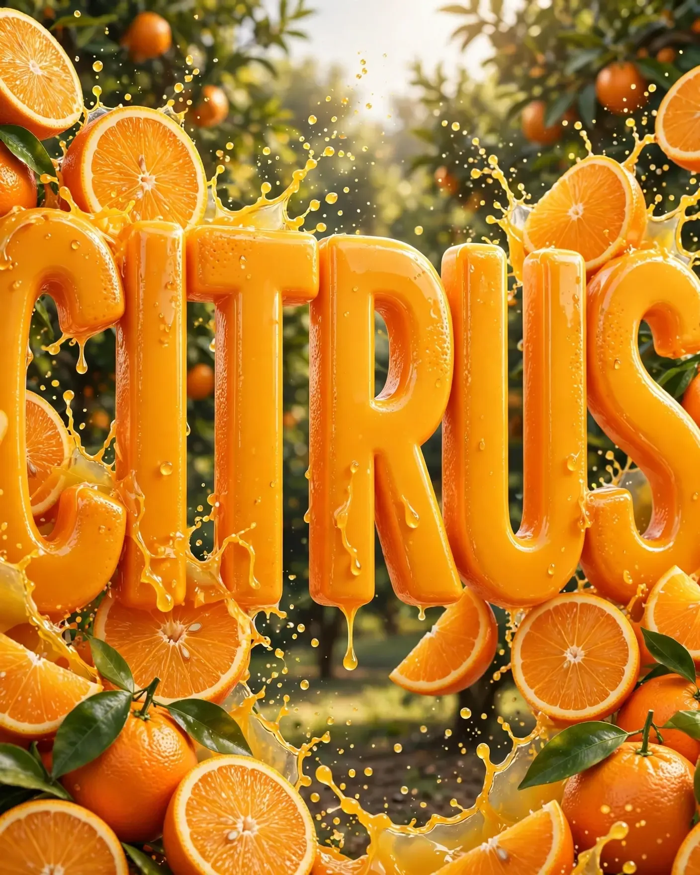 CITRUS Juice Campaign — Bold Typography Drink Key Visual | Editable AI Prompt