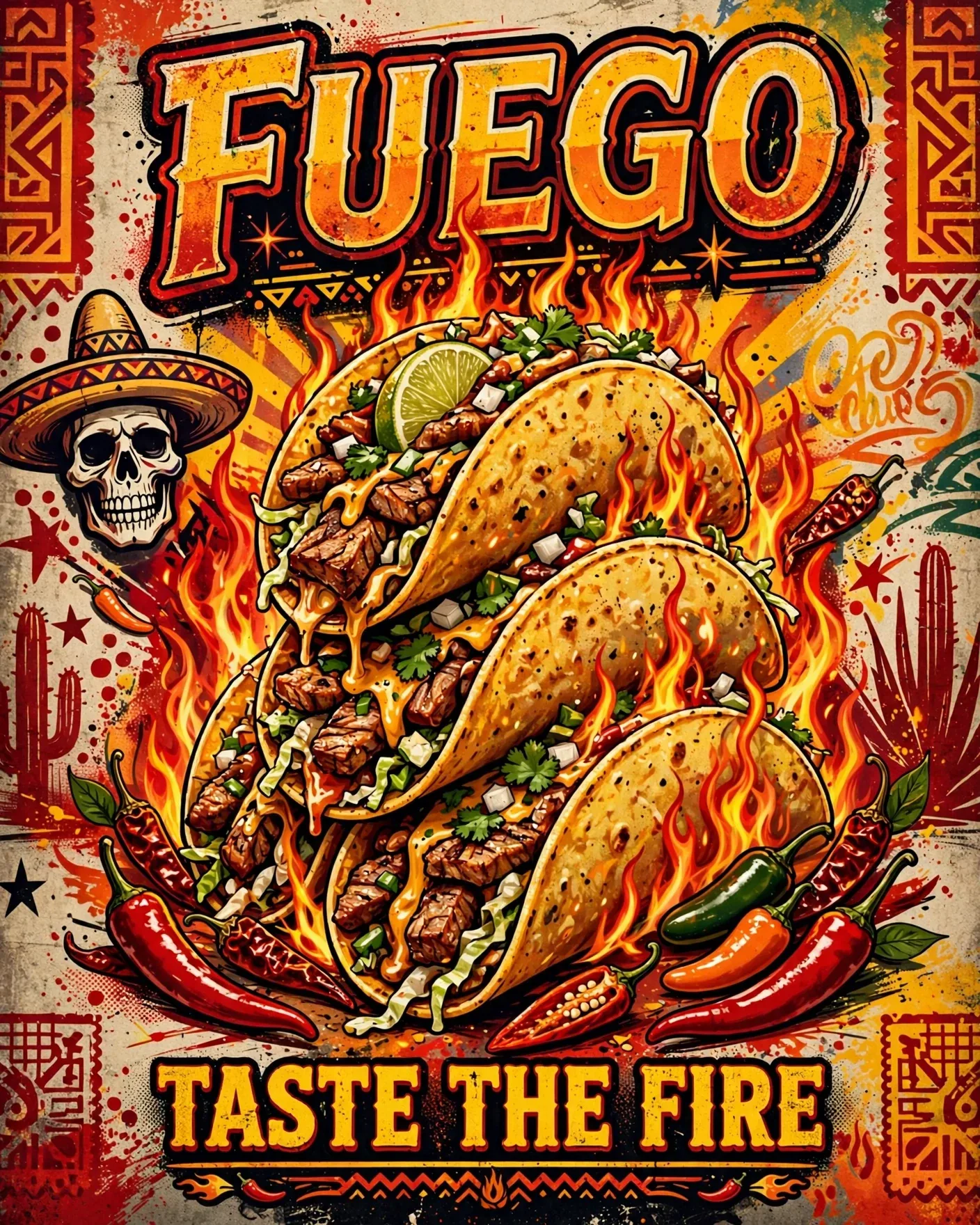 Fuego Taco Brand Poster — Editable AI Prompt