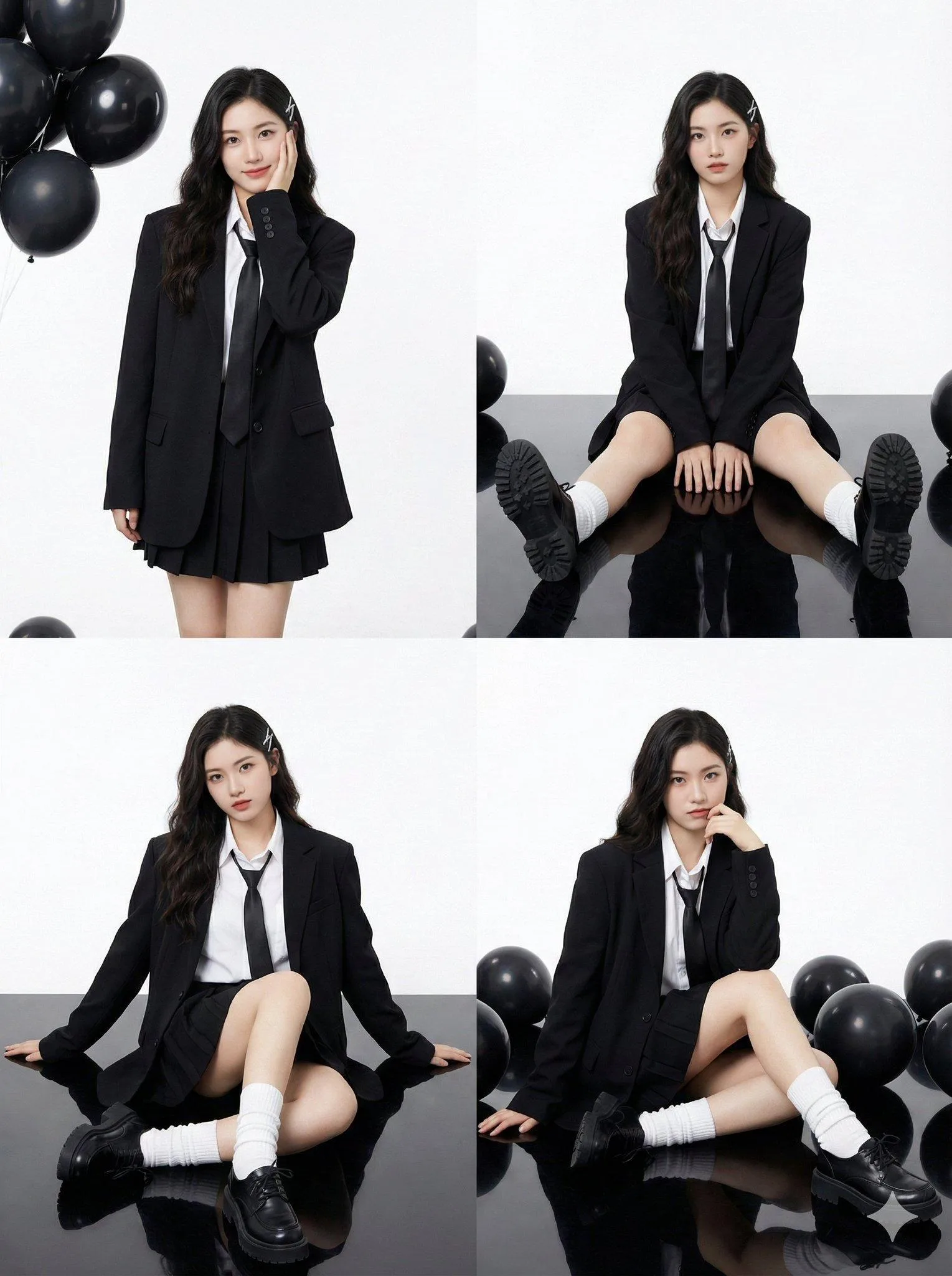 K-Pop Black & White Luxury Studio Fashion Grid AI Prompt