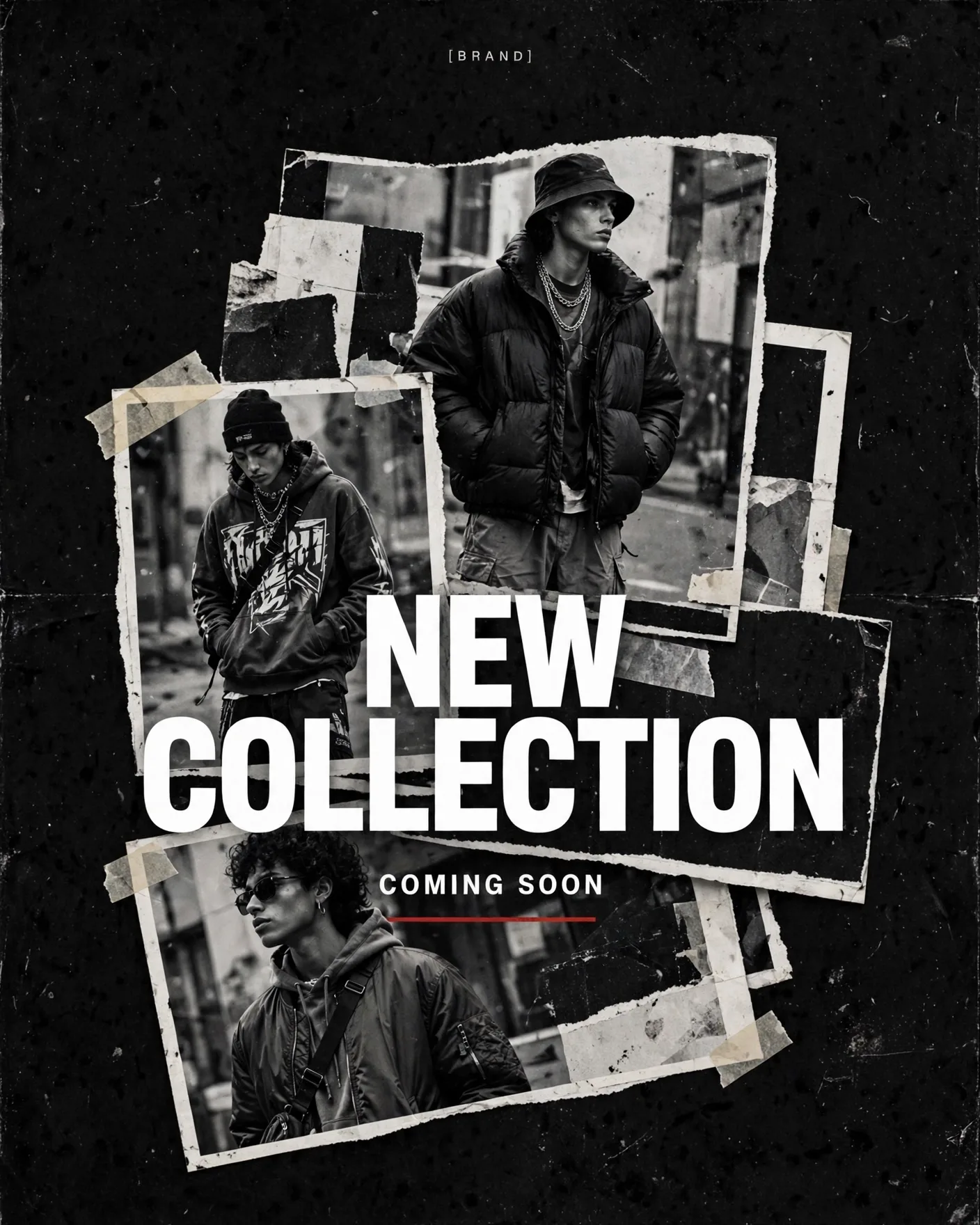 Coming Soon Collage Poster — Photo-Strip Fashion Campaign | Editable AI Prompt