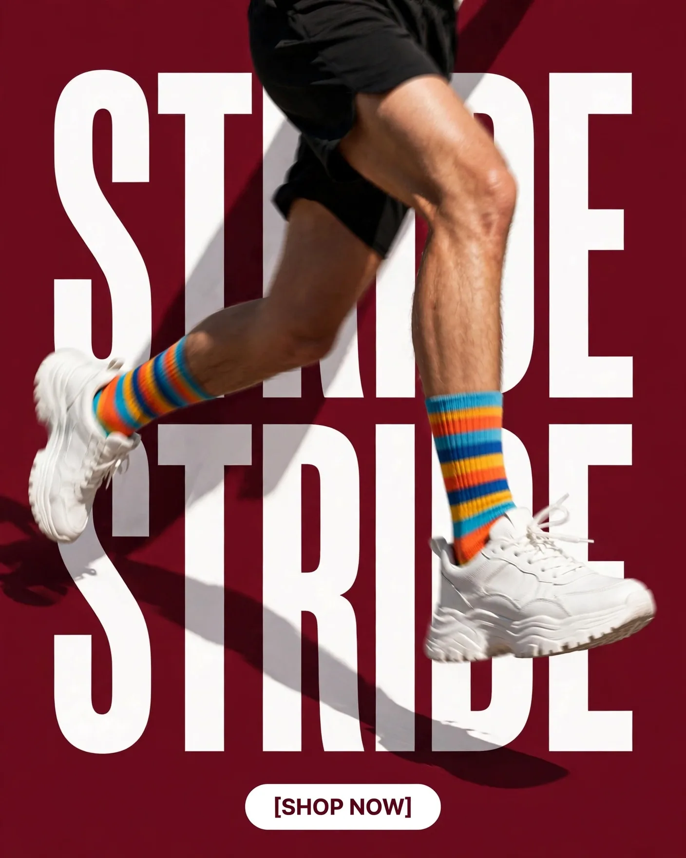 Sneaker Promo — Bold Maroon Sport Campaign Poster | Editable AI Prompt