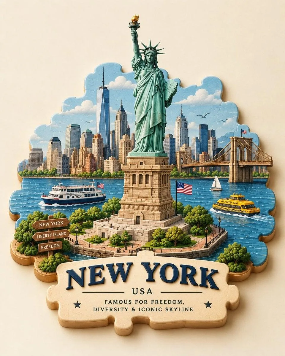 3D Puzzle Piece City Travel Diorama AI Prompt