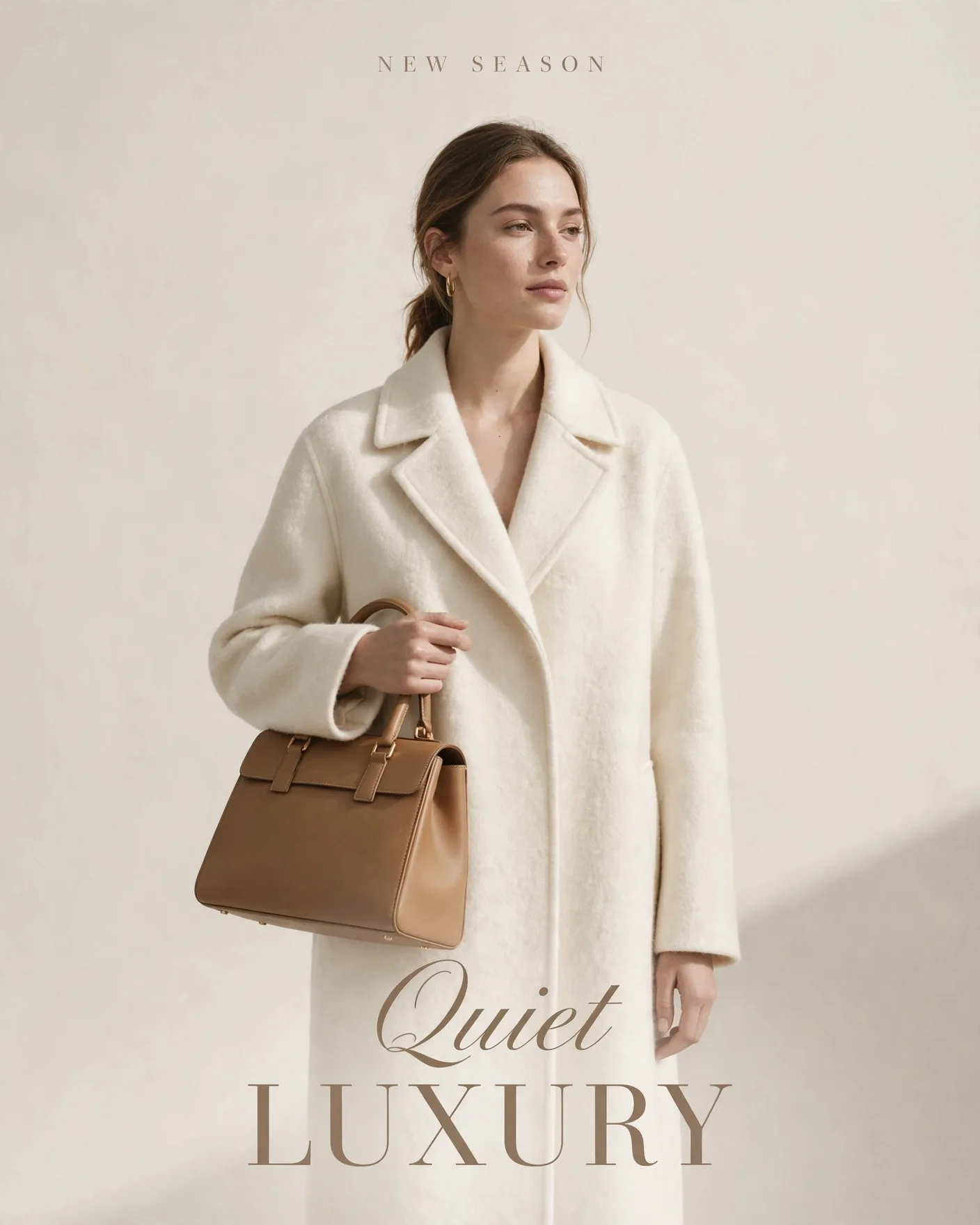 Quiet Luxury Editorial — Off-White Script Serif Campaign Poster | Editable AI Prompt