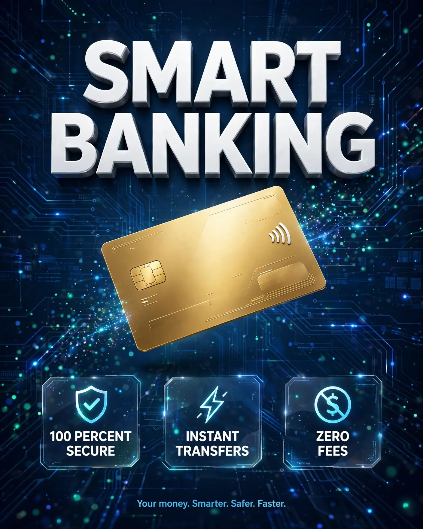 Fintech Bank Ad Poster — Premium Financial Promo Graphic | Editable AI Prompt
