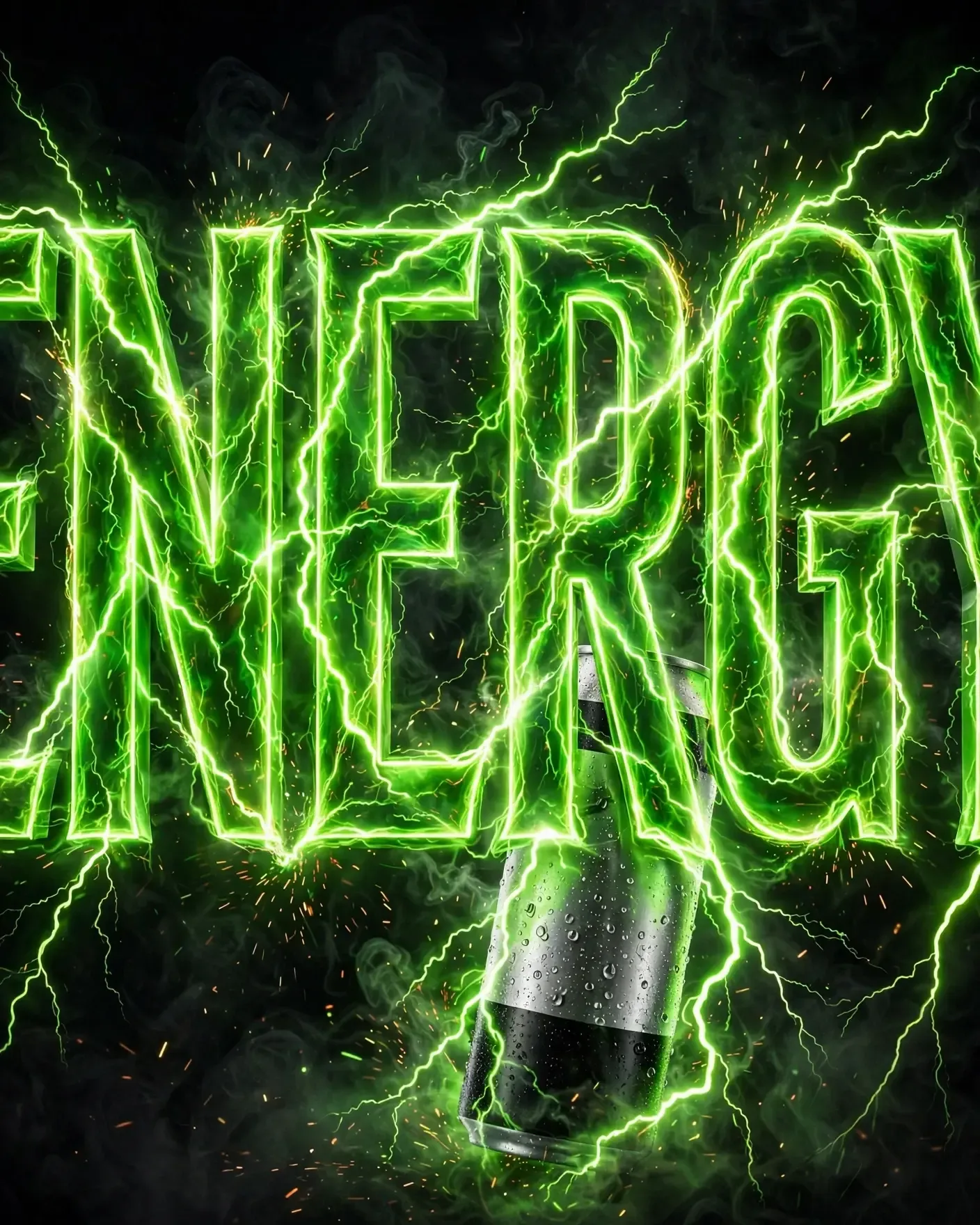 ENERGY Drink Campaign — Bold Typography Drink Key Visual | Editable AI Prompt
