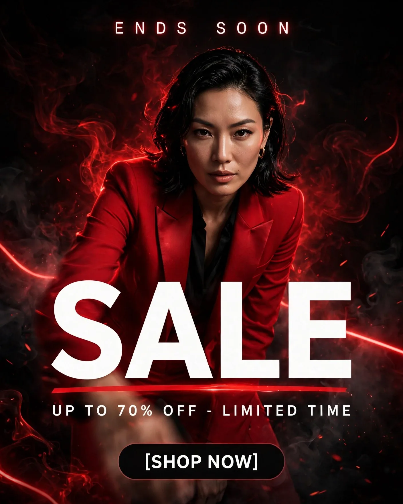 Black Friday Fashion Sale — Black Red Countdown Poster | Editable AI Prompt