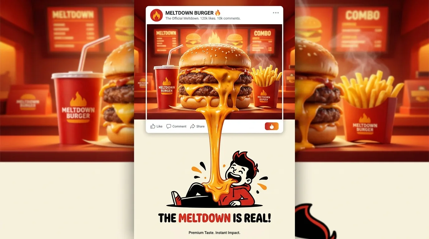 Premium Fast-Food Melt Campaign Poster