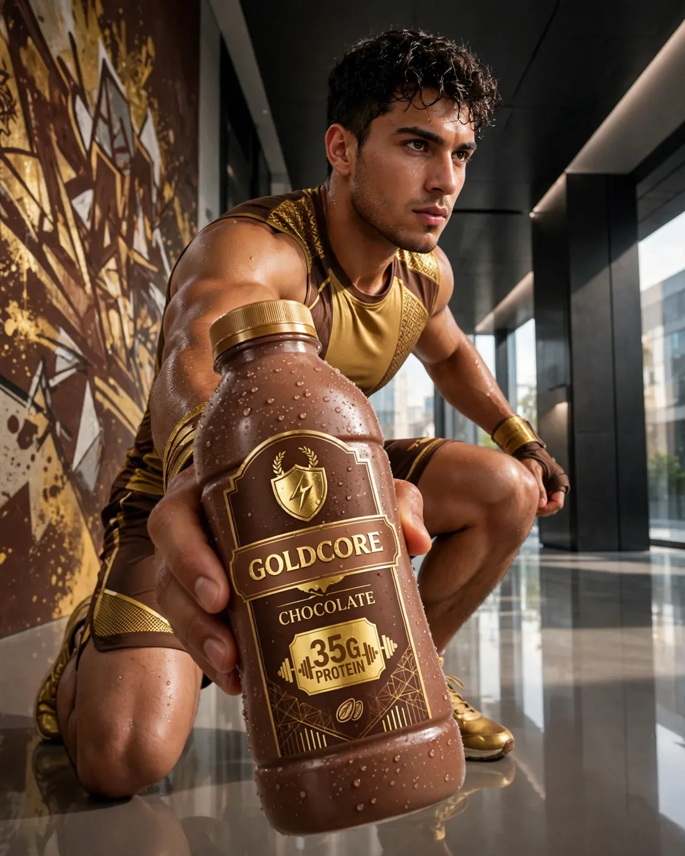 Protein Shake Lifestyle Beverage Campaign — Premium Product Advertisement Poster | Editable AI Prompt