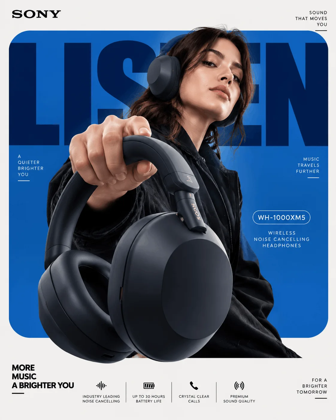 Minimal Premium Headphone Product Campaign Poster
