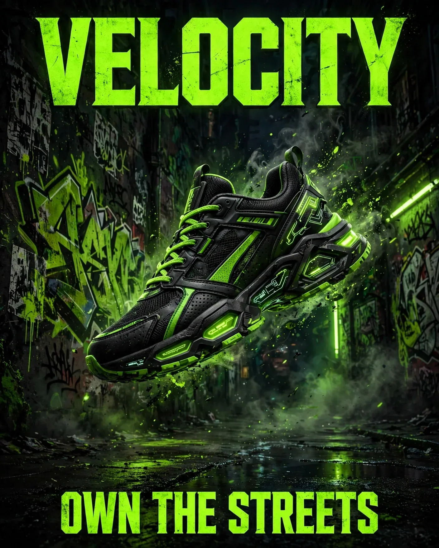 VELOCITY Sneaker Brand Poster — Editable AI Prompt