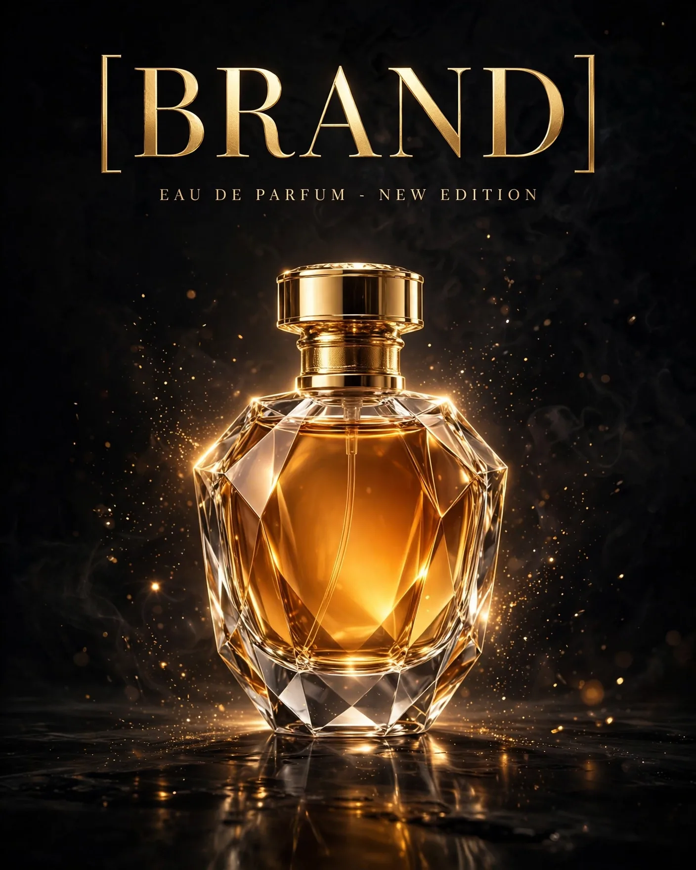 Luxury Perfume Ad — Gold Noir Fragrance Campaign Poster | Editable AI Prompt