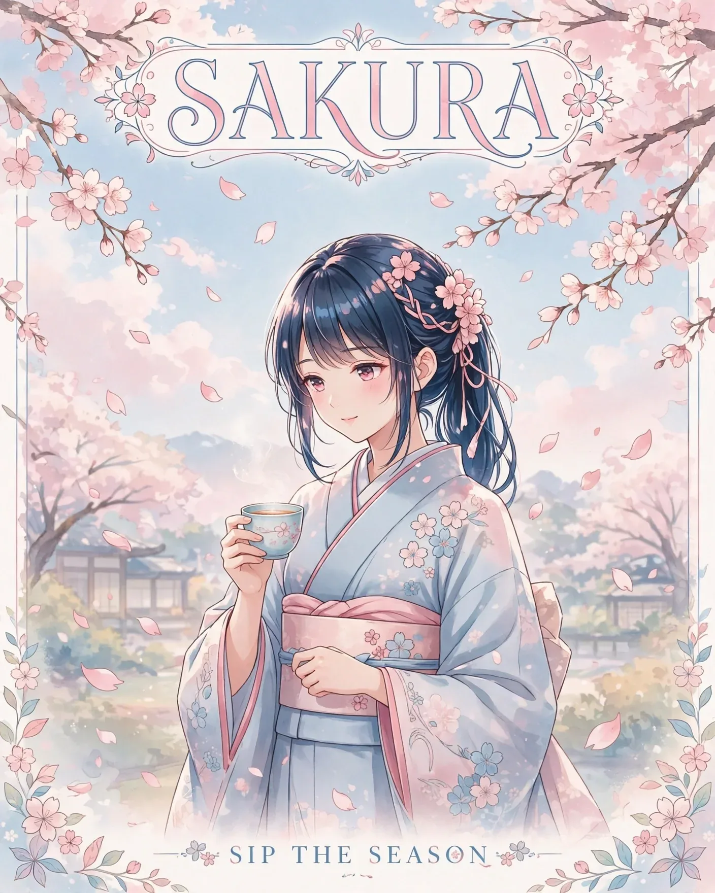 SAKURA Japanese Anime Style Brand Poster — Editable AI Prompt