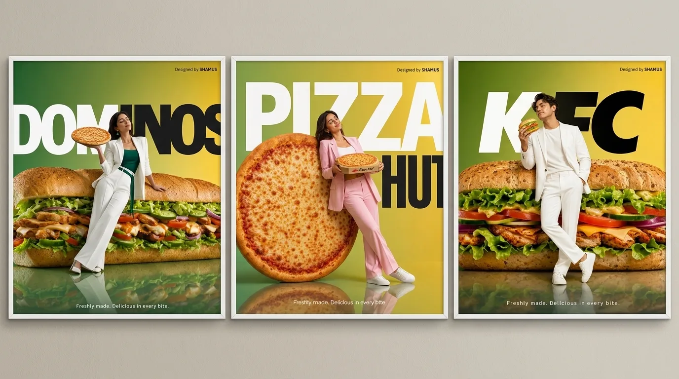 Luxury Oversized Pizza Advertising Poster