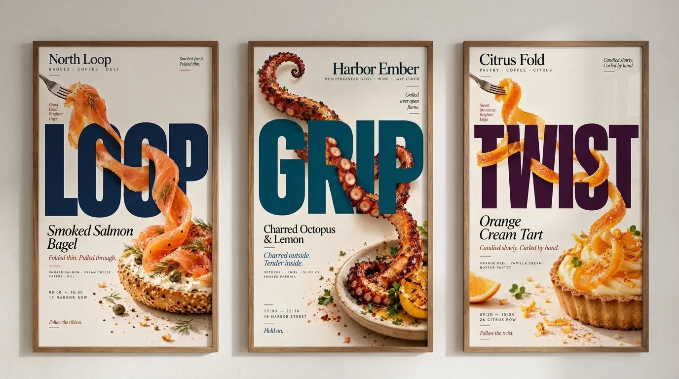 Food Typography Spatial Interaction Poster