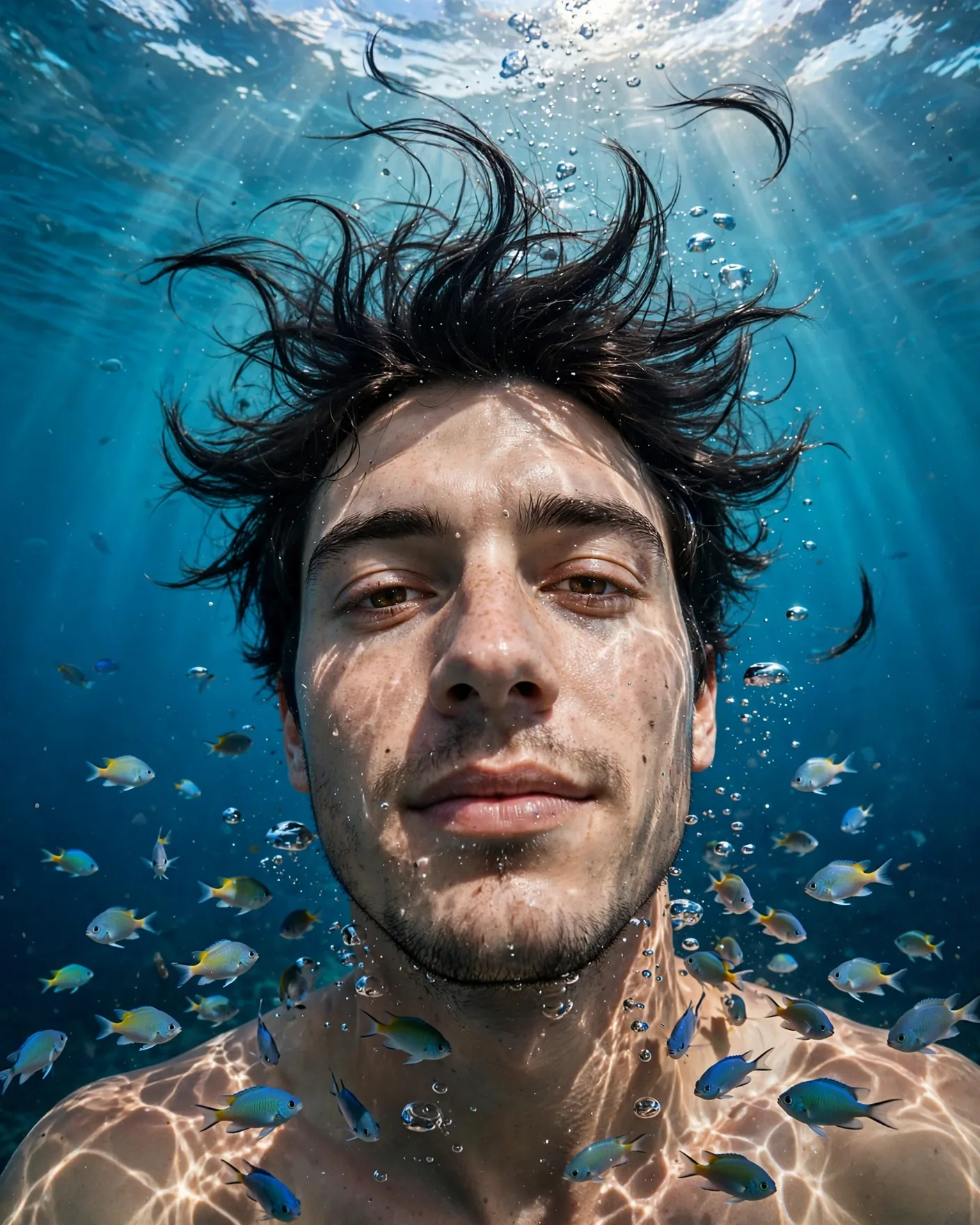 Underwater Action-Cam Portrait Prompt — Wide-Angle Dive Shot