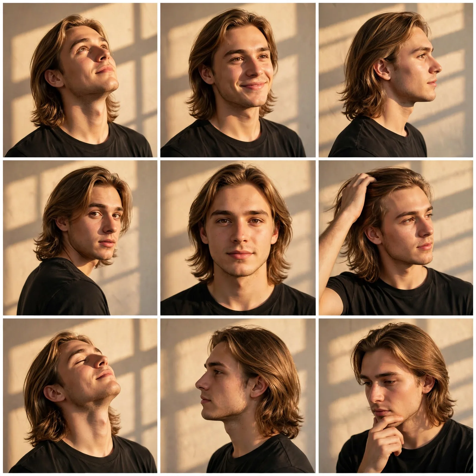 Golden-Hour 3x3 Portrait Collage Prompt