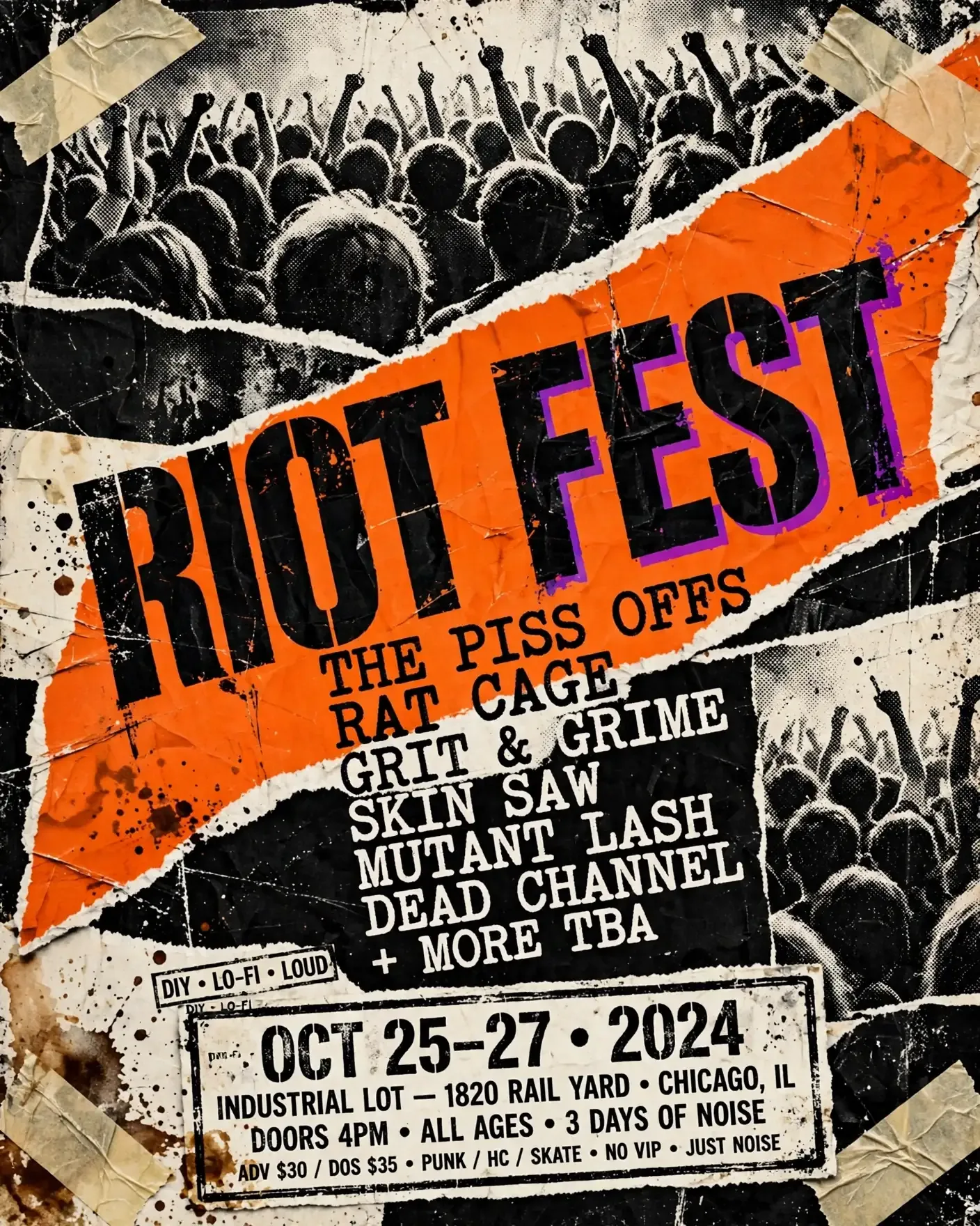 Grunge Music Festival Lineup Poster Prompt — Punk Rock Flyer (4:5)