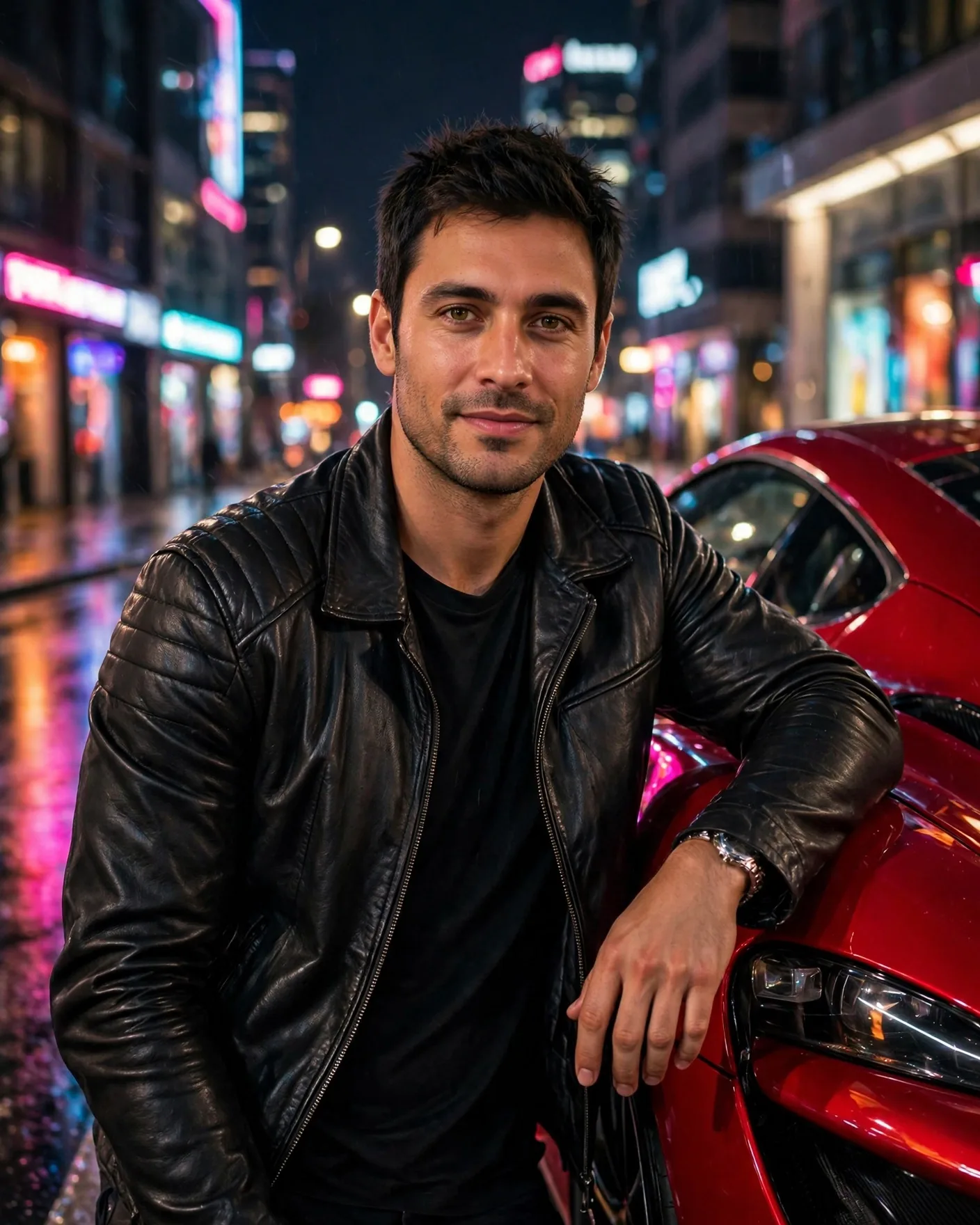 Supercar Night City Portrait Face Swap Editable AI Prompt