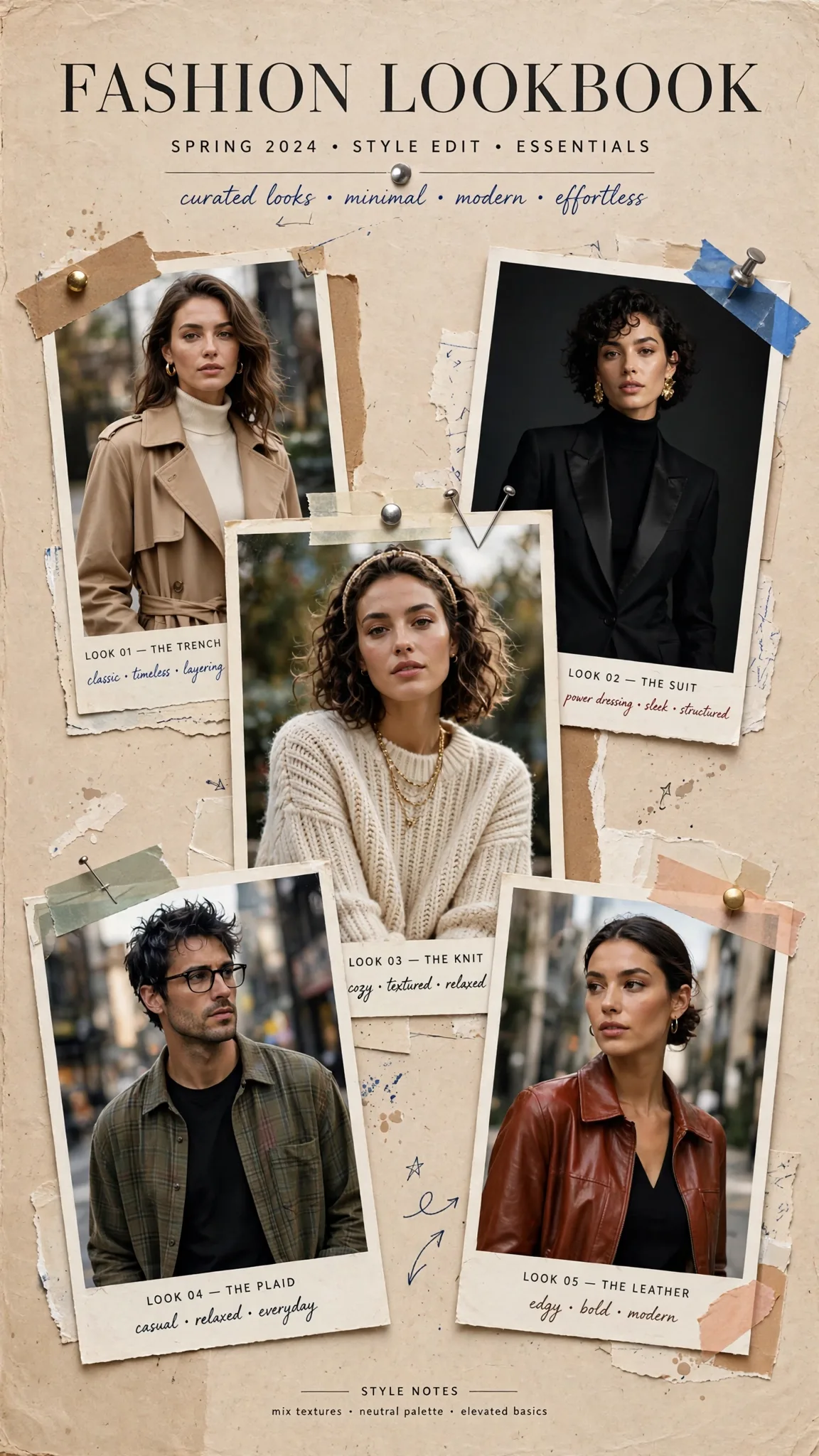 Five-Frame Fashion Lookbook Collage Layout