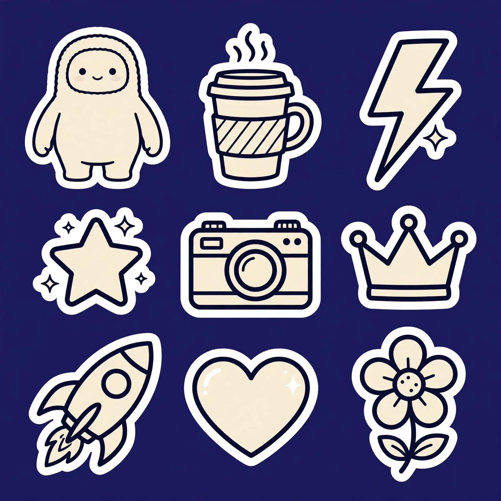 Monoline Sticker Sheet Brand Prompt — Playful Identity Set (1:1)