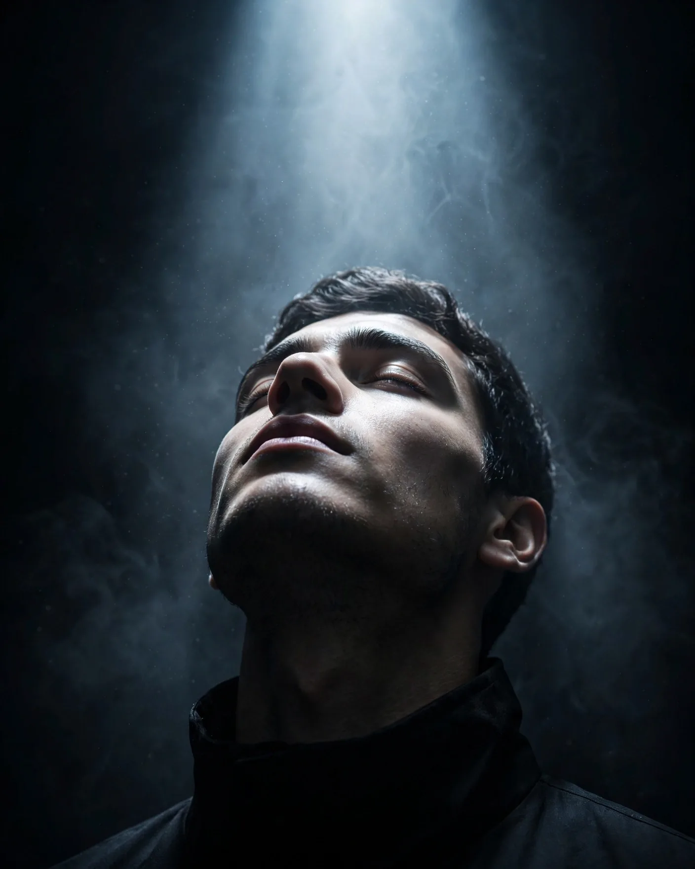 Divine Overhead Light Portrait Prompt — Dramatic Top-Down Look (4:5)