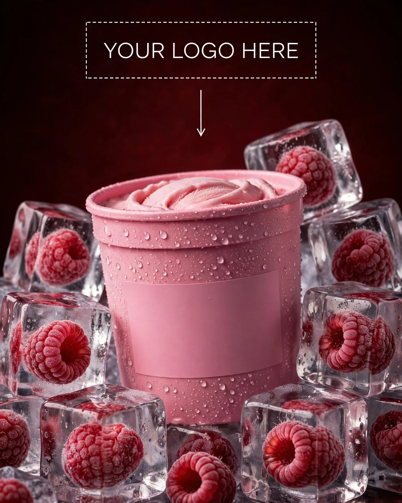 Splash Yogurt Frozen Dessert Splash Ad Editable AI Prompt