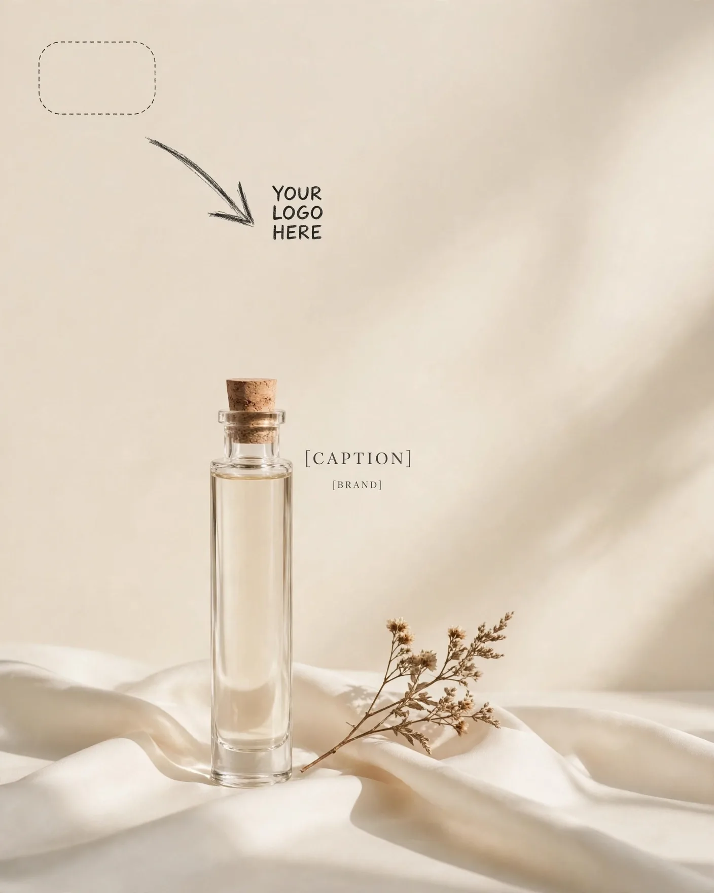 Minimal Beige Perfume Ad Poster Cream Editorial Campaign Editable AI Prompt