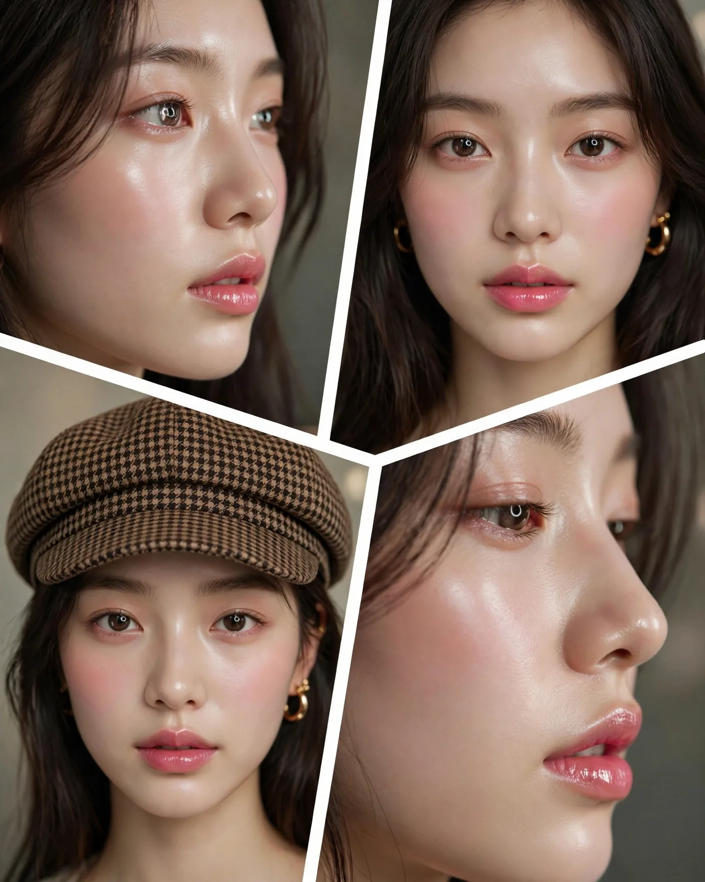 4-Panel Beauty Editorial Grid Prompt — K-Beauty Collage