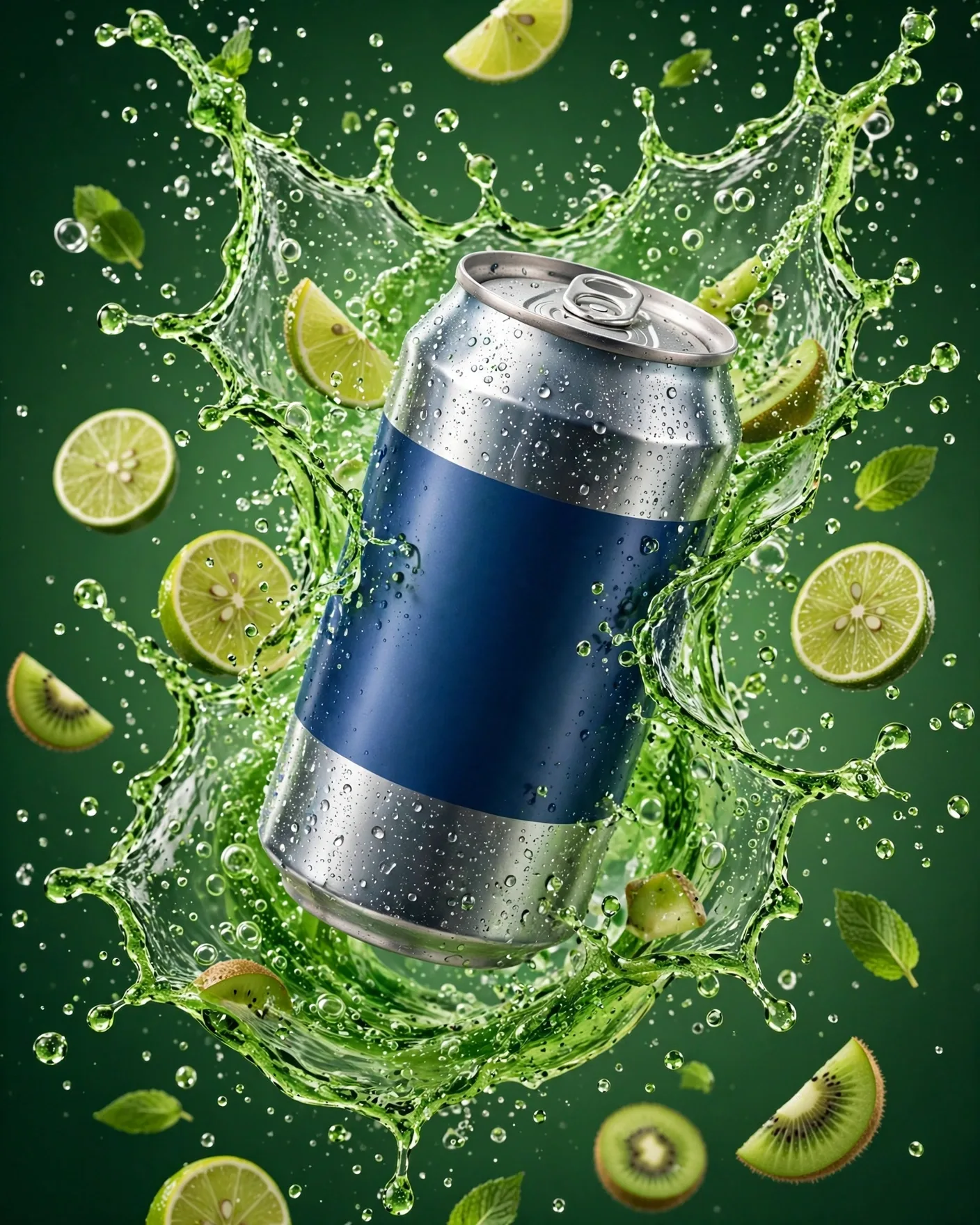 Sparkling Soda Can Splash Ad Prompt