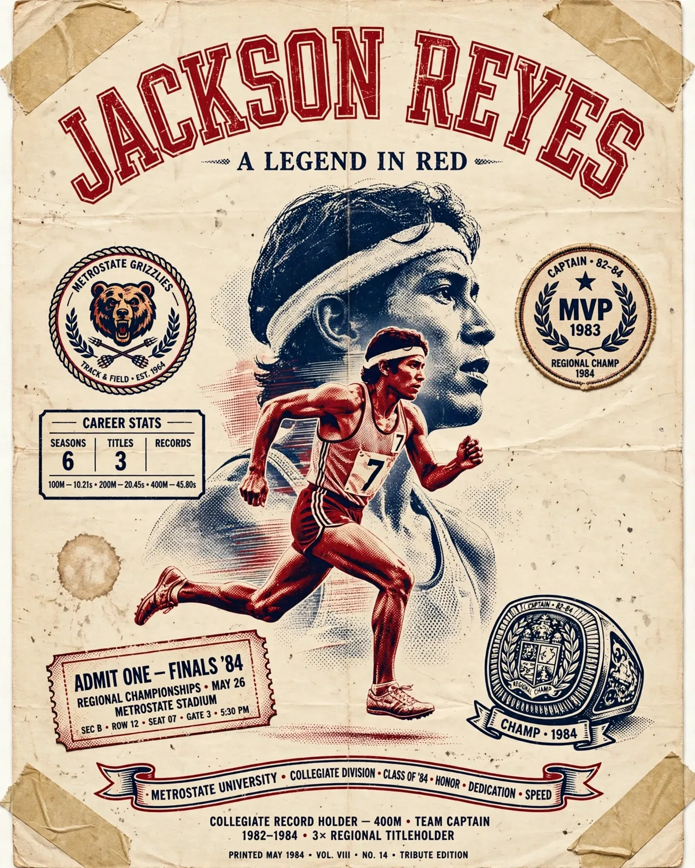 Vintage Sports Memorabilia Poster Prompt — Retro Athlete Tribute