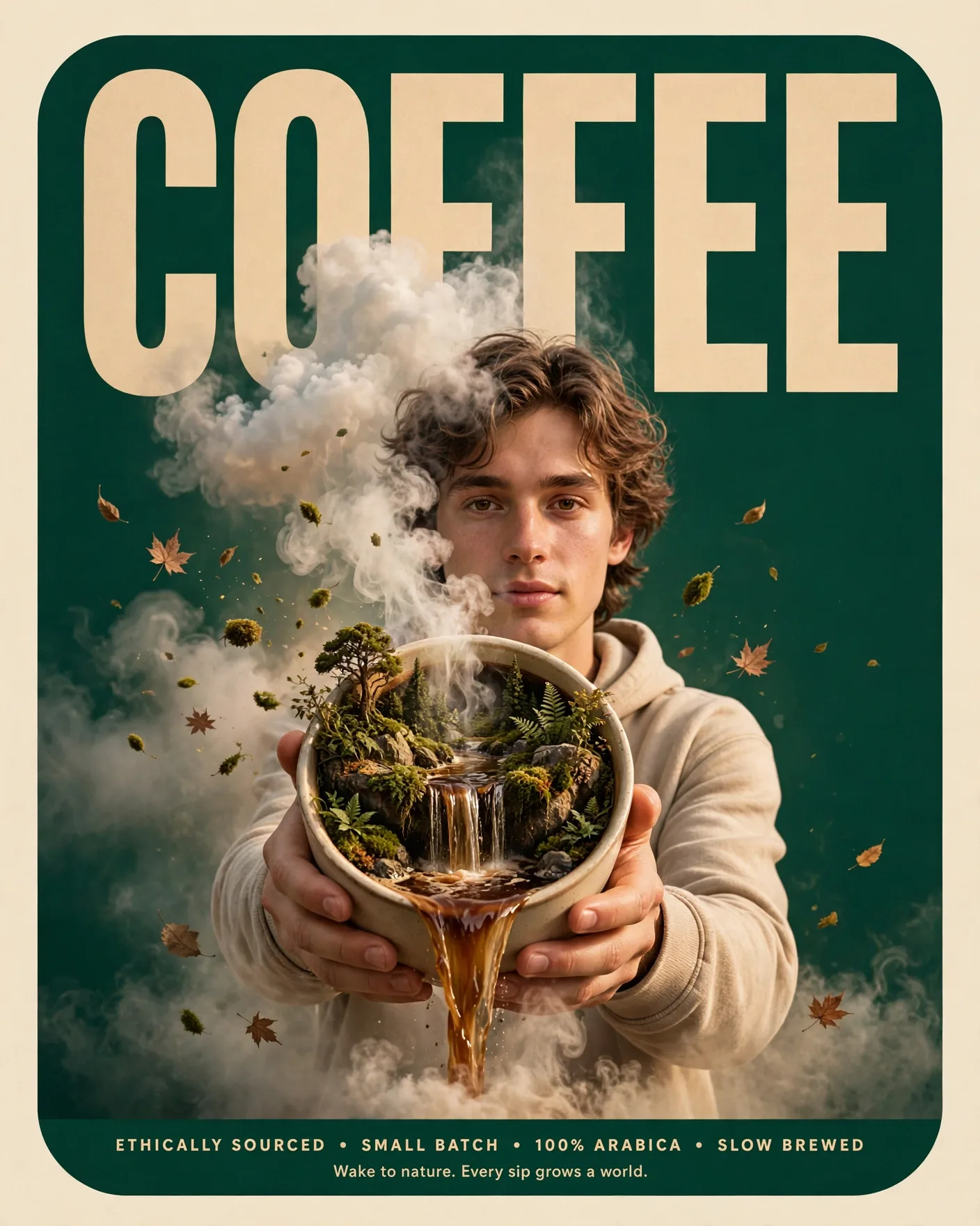 Surreal Coffee Ad Poster Prompt — A Whole World Inside the Cup