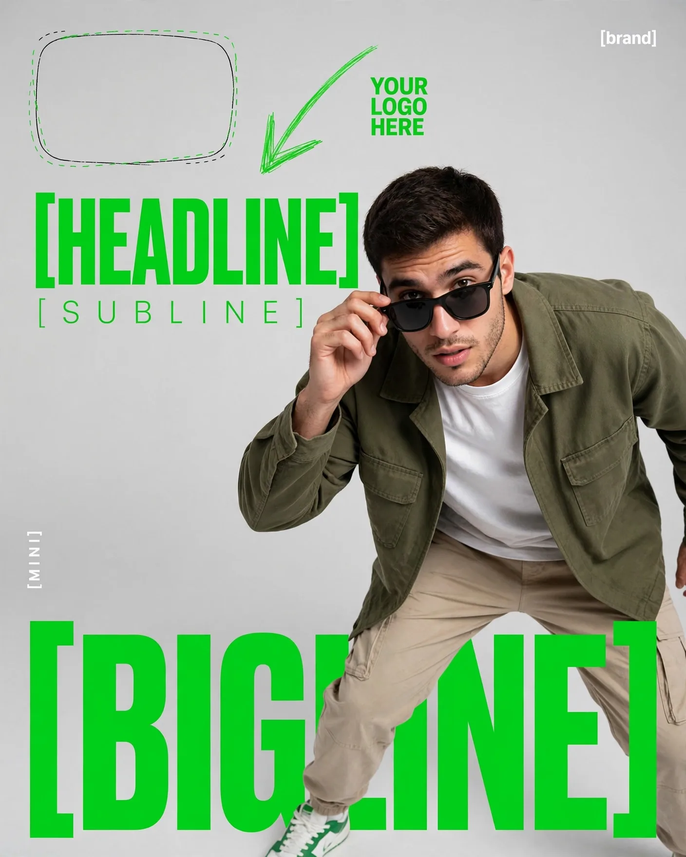 Streetwear Hype Green Own Your Vibe Energy Poster Editable AI Prompt
