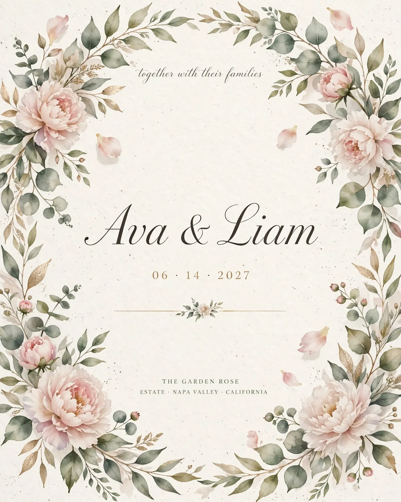 Elegant Floral Wedding Invitation Poster Prompt — Botanical Suite (4:5)
