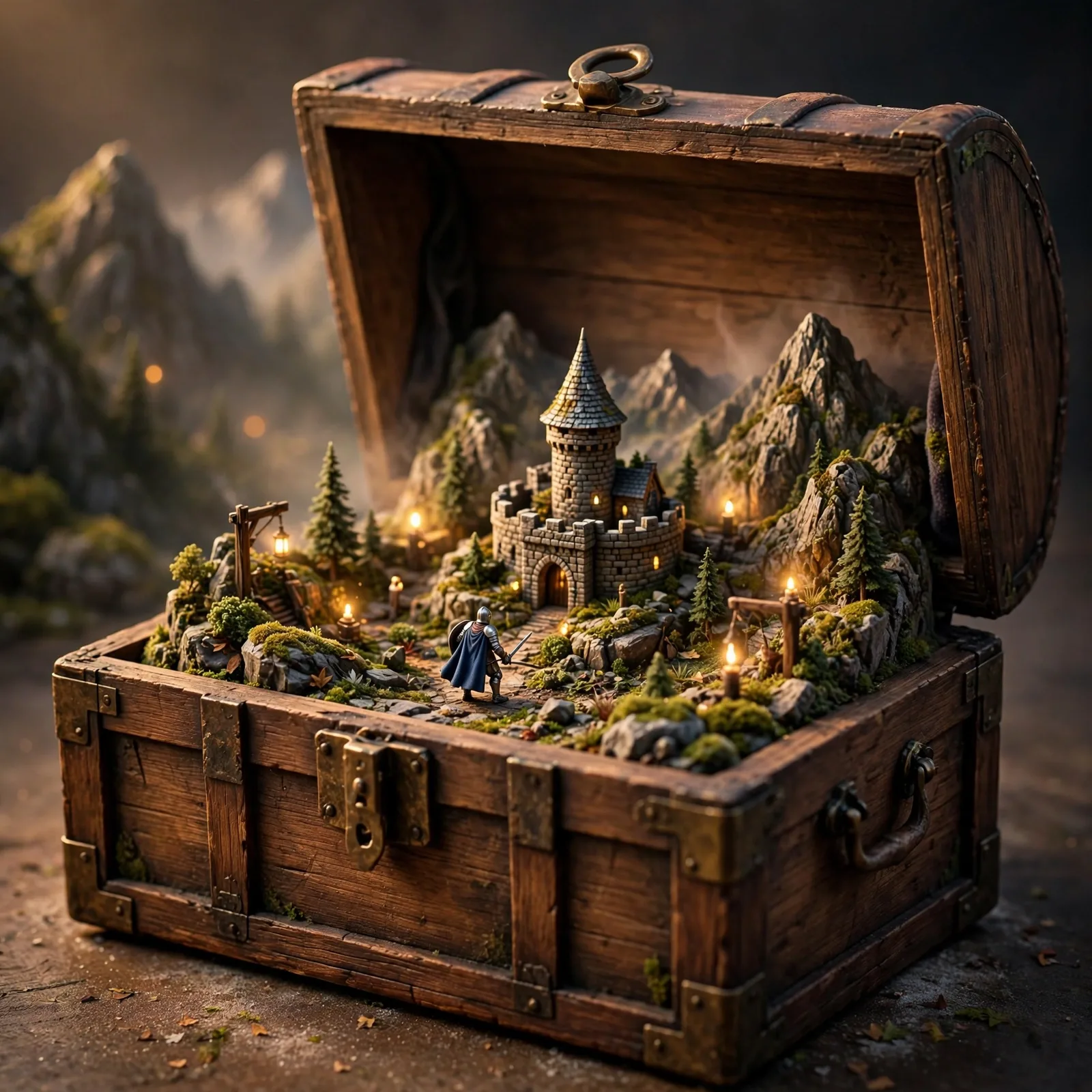 Game Title 3D Diorama Container Prompt — Miniature Level Art