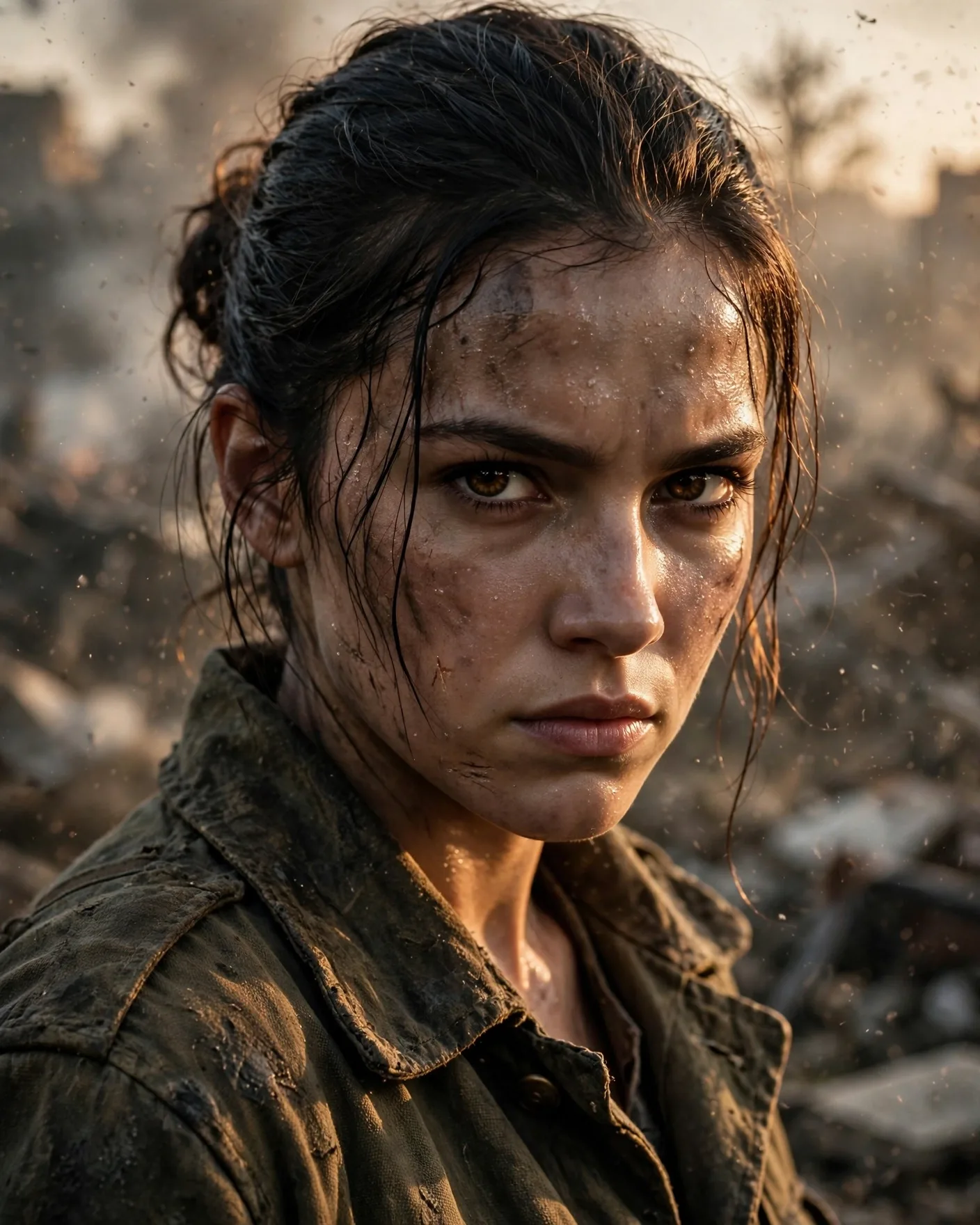 Cinematic Battle-Worn Warrior Portrait Prompt